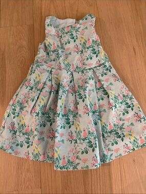 Janie and Jack Light Blue Floral Pleated Dress